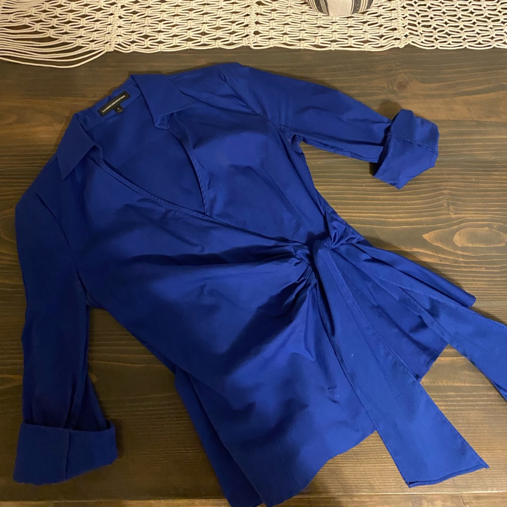 Express Cobalt Blue Wrap-Front Blouse. Size Small.